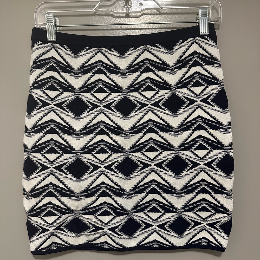 Jealous Tomato Navy and White Patterned Pencil Skirt